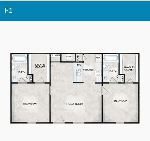 2 Bedroom 2 Bathroom 1209 floor plan
